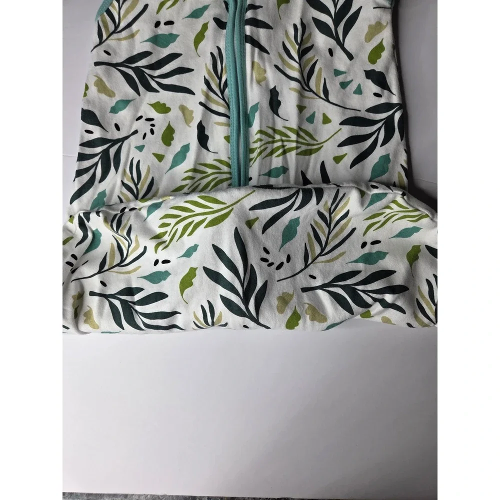 Cute Castle Baby Sleep Sack 0-6 Months Small Green Leaf Print 100% Cotton Zip Up